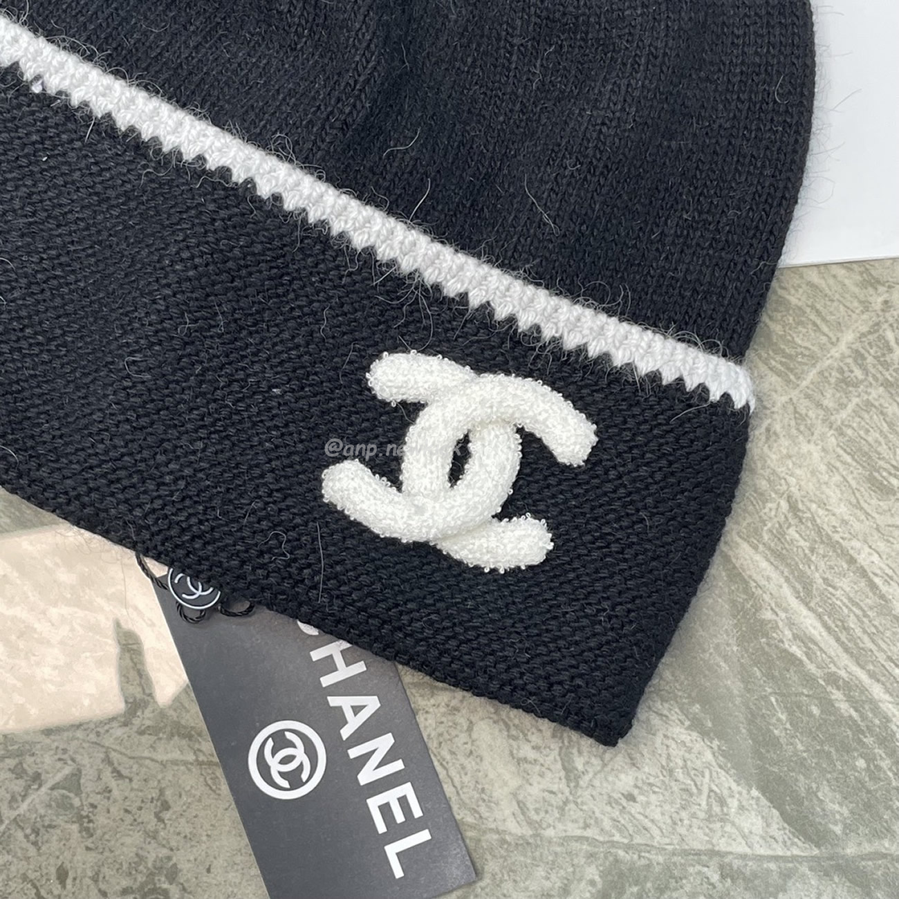 Chanel Cc Logo Black Beanie Hat (5) - newkick.cc